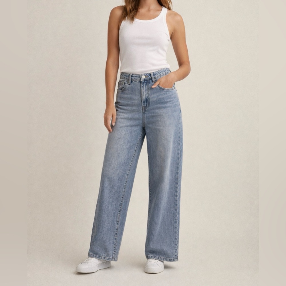 Missguided High Rise Wide Leg Straight Jeans | 90s Minimal Denim | Size 8